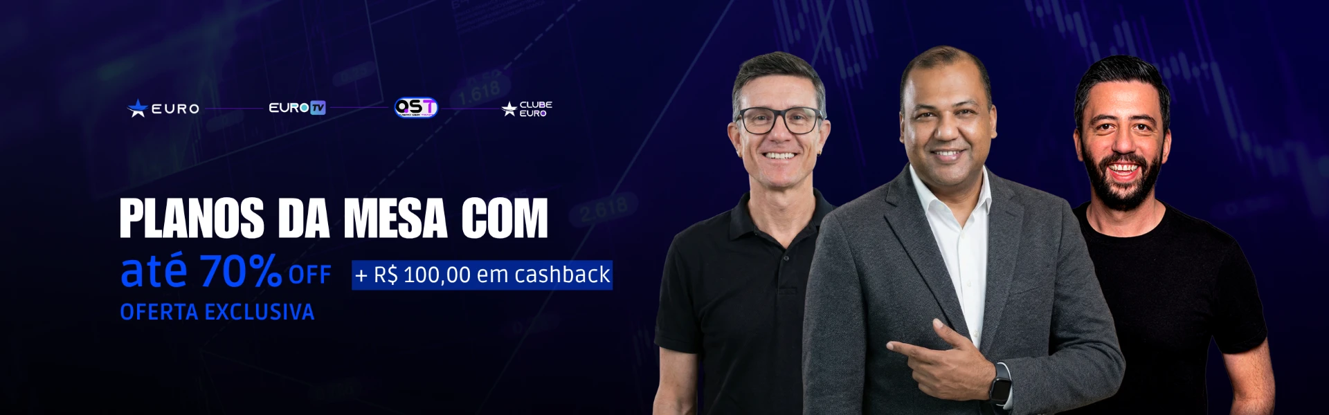 Planos da mesa com até 70% OFF mais R$ 100 em cashback
